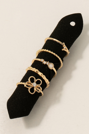 Assorted Dainty Metallic Band Rings Set