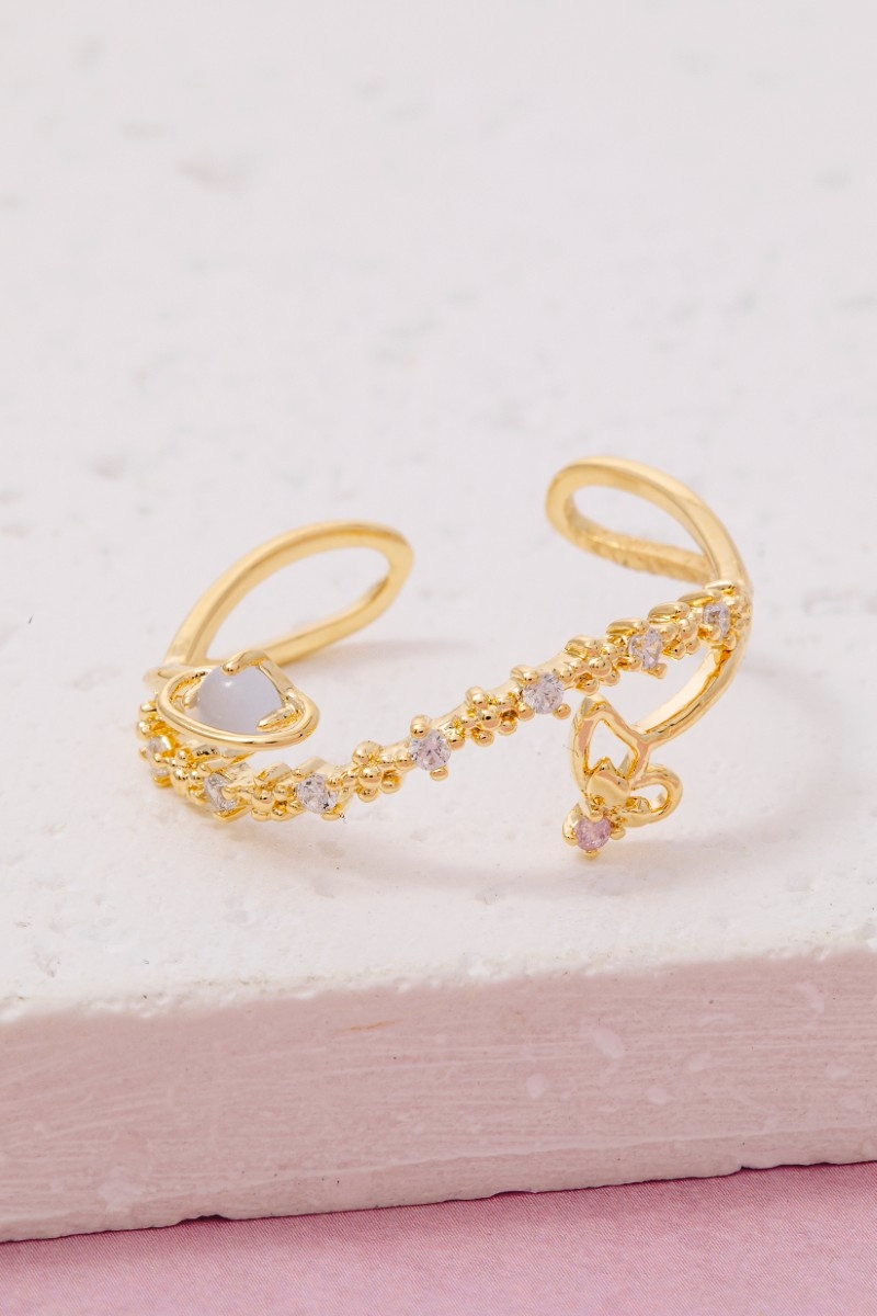 Gold Dipped Cz Dainty Open Band Ring