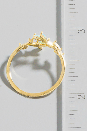 Gold Dipped Cz Butterfly Twist Open Ring