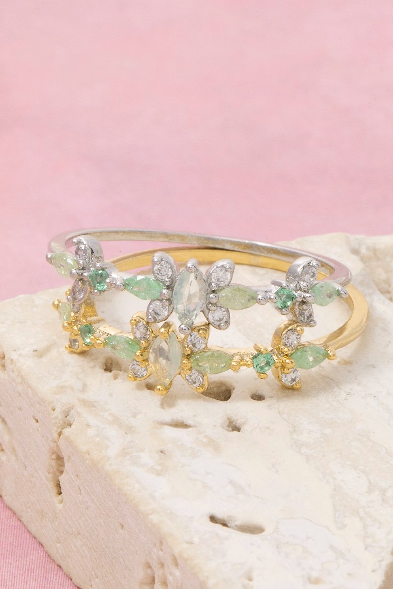 Delicate Multi Colored Cz Studded Ring