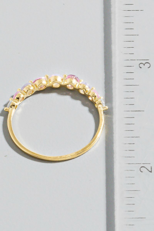 Gold Dipped Pink Cz Studded Ring