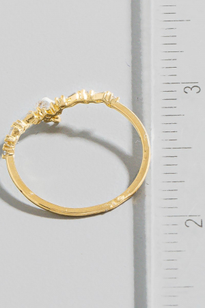 Gold Dipped Baguette Cz Studded Ring