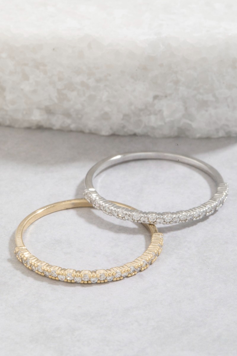 Gold Dipped Cz Studded Ring