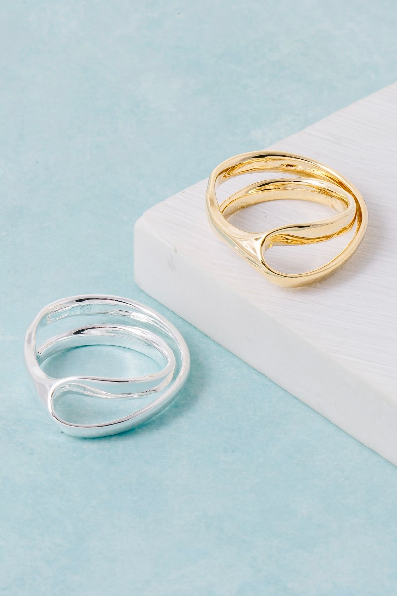 Ornate Sculpted Twist Double Row Ring