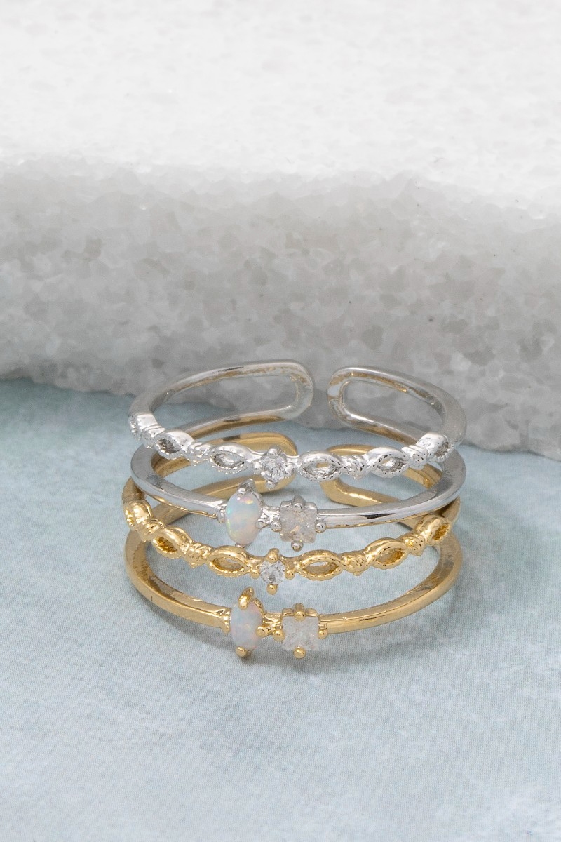 Gold Dipped Cz And Opal Ring