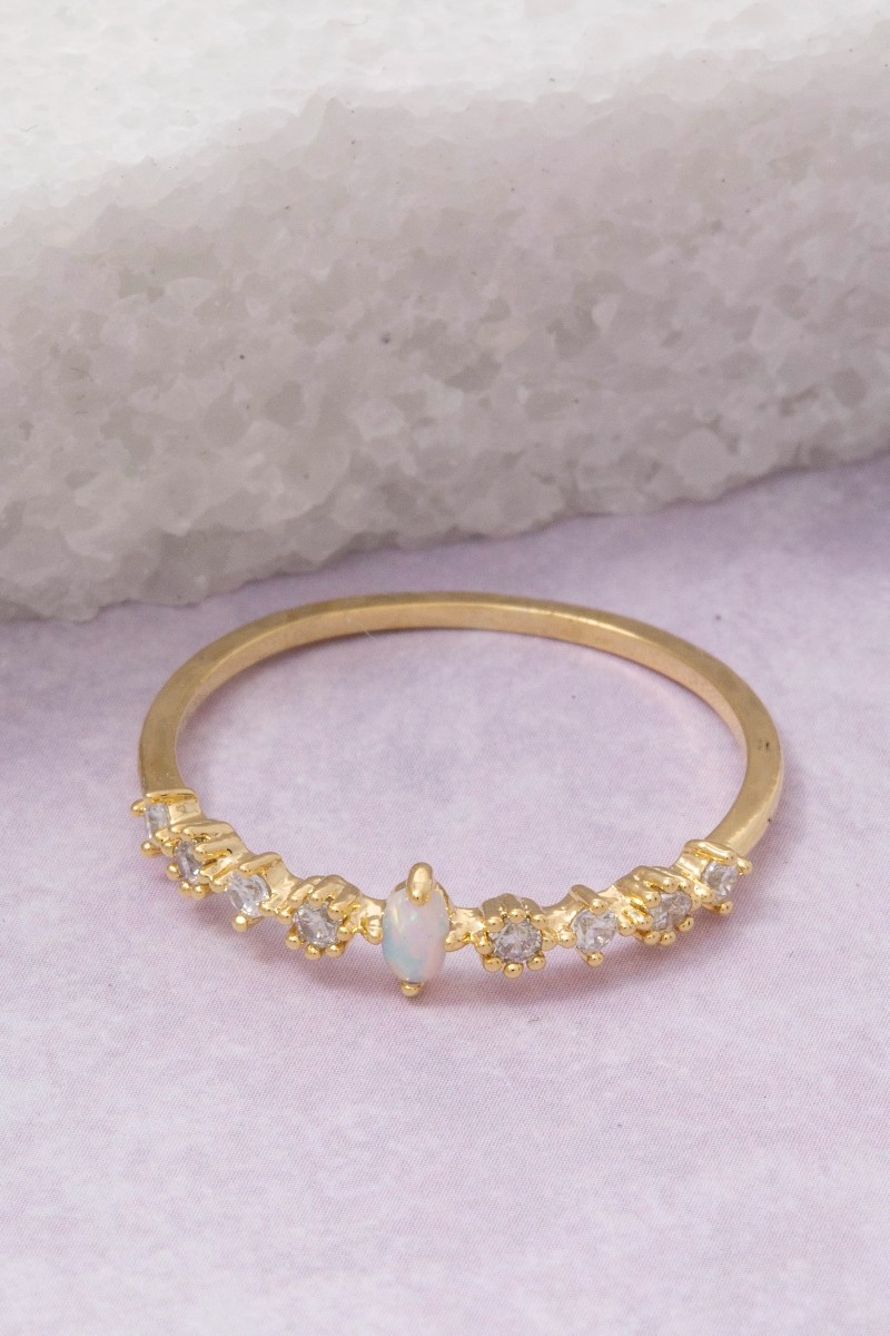 Gold Dipped Opal Cz Ring