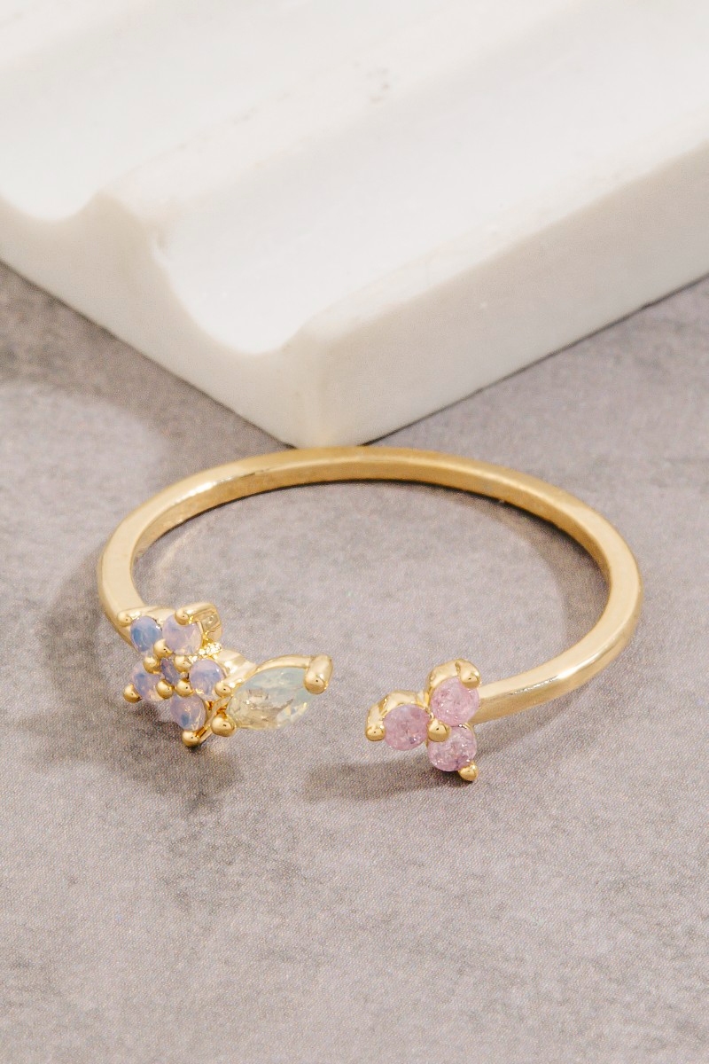 Gold Dipped Cz Cluster Open Band Ring