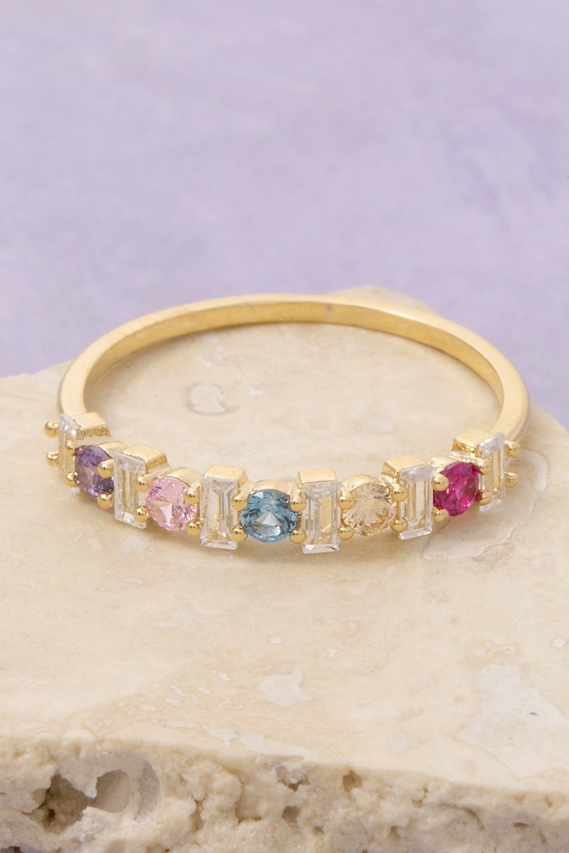 Dainty Multi-Cut Cz Ring