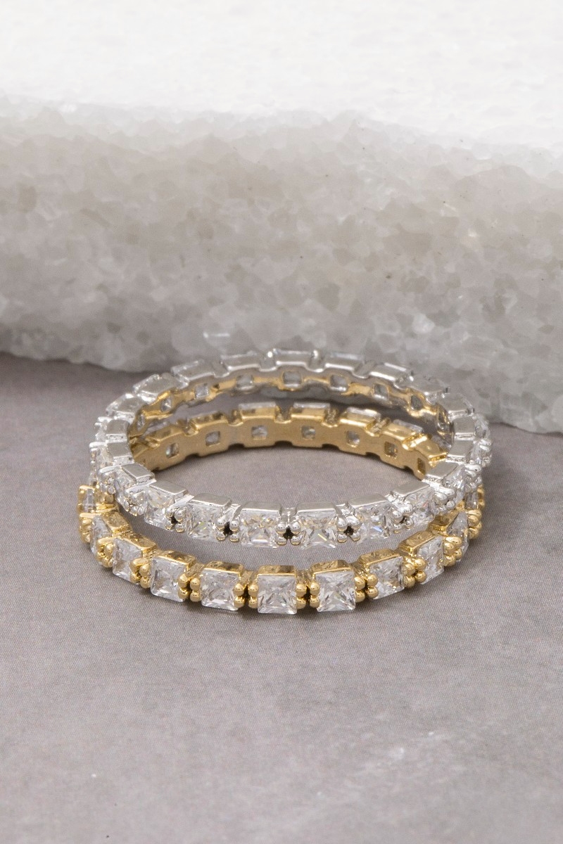 Gold Dipped Square Cz Eternity Ring