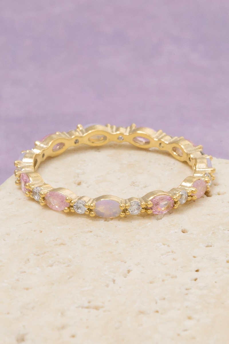 Gold Dipped Oval Cz Eternity Band Ring