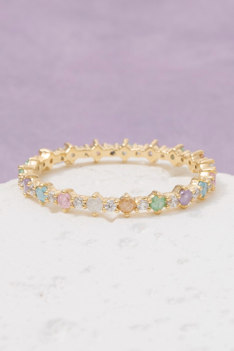 Gold Dipped Colored Cz Eternity Ring
