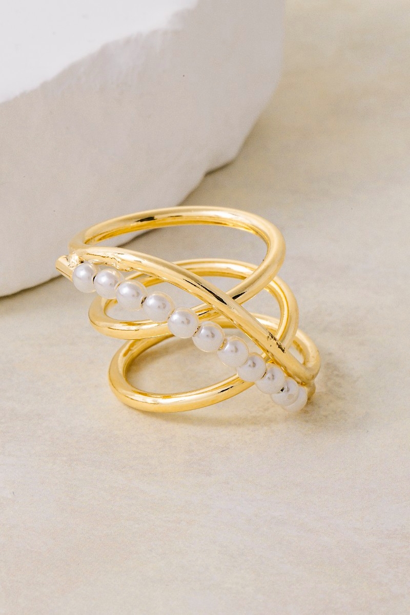 Pearl Beads Spiral Coil Ring