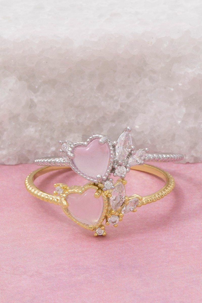 Gold Dipped Cz Heart Ring
