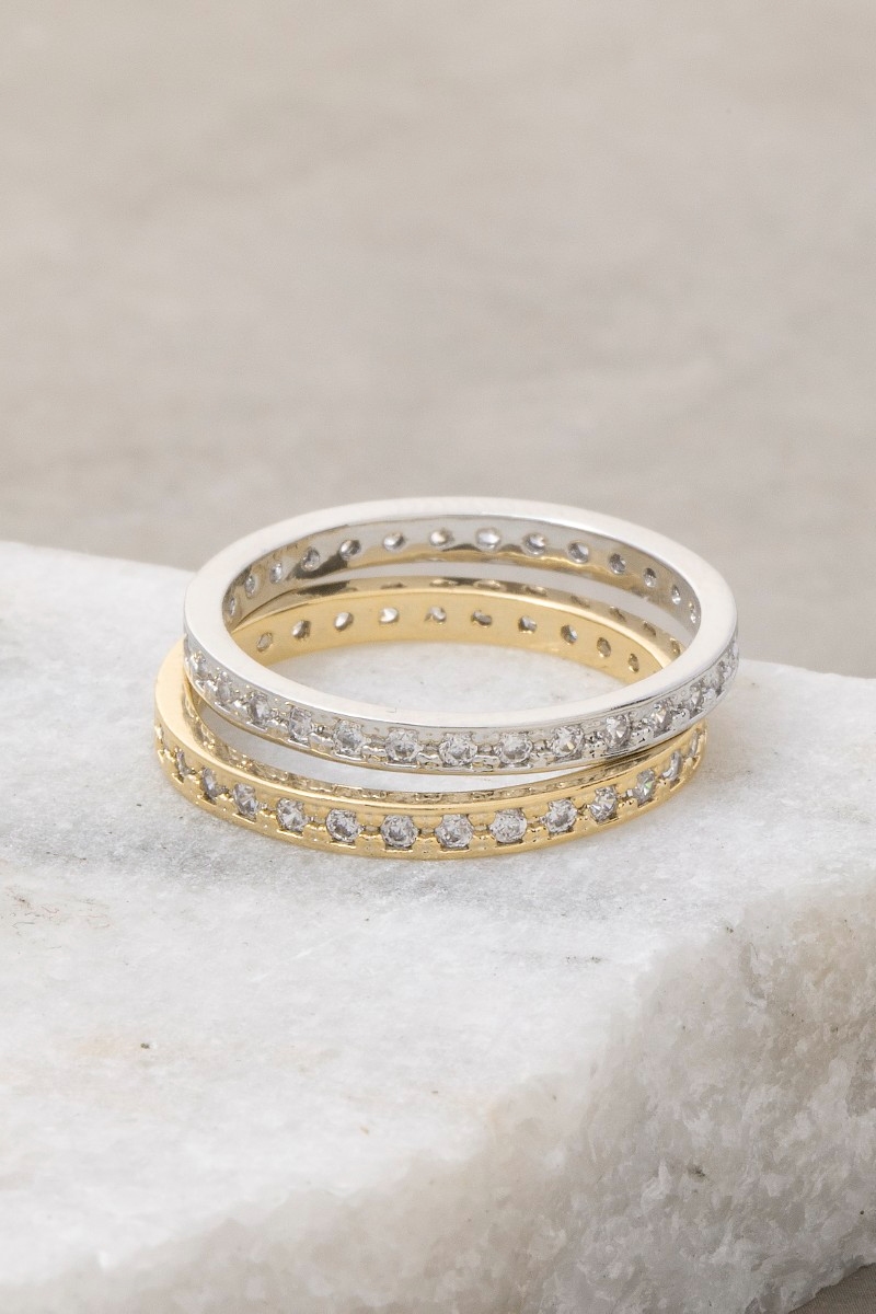 Gold Dipped Cz Pave Band Eternity Ring