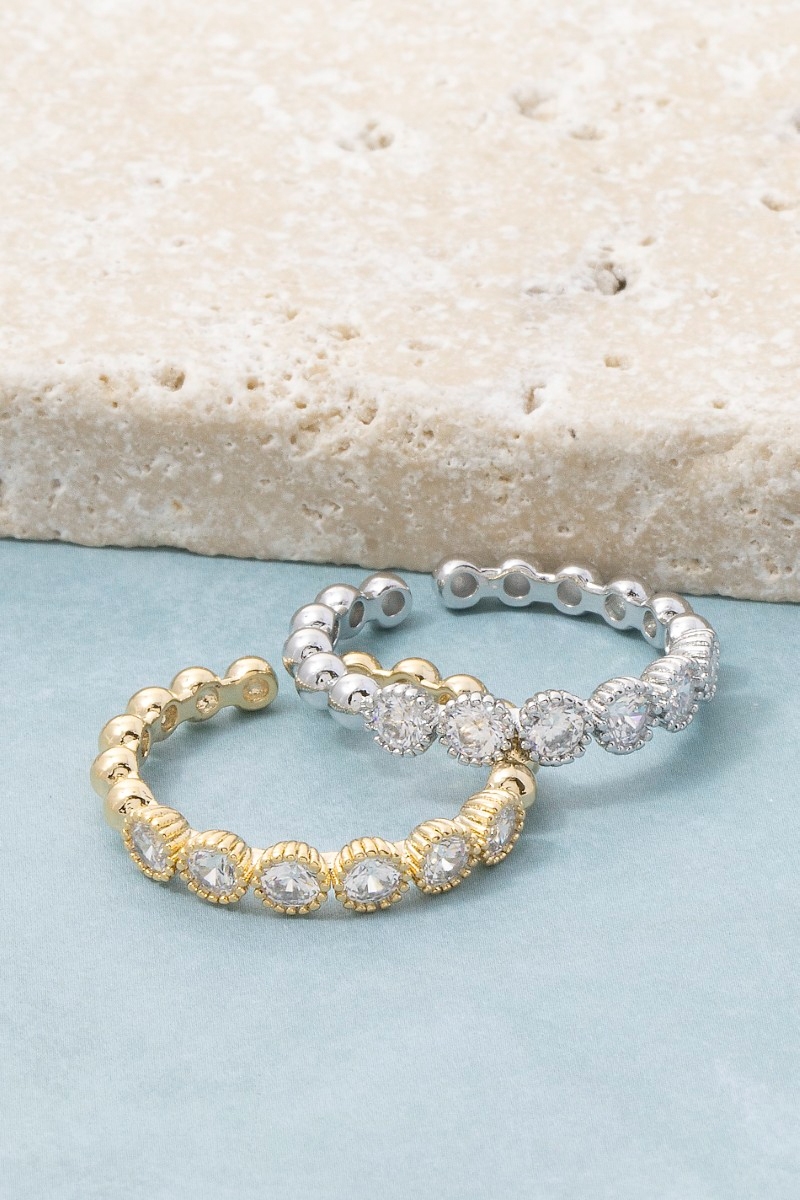 Gold Dipped Cz Pave Adjustable Band Ring