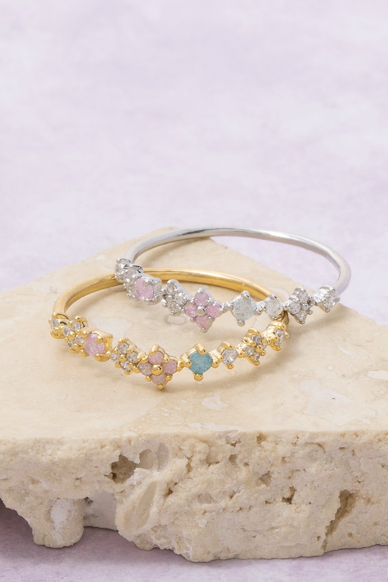 Gold Dipped Cz Studded Ring