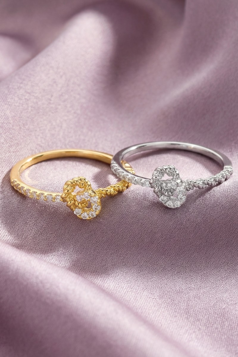 Gold Dipped Cz Knot Twist Ring