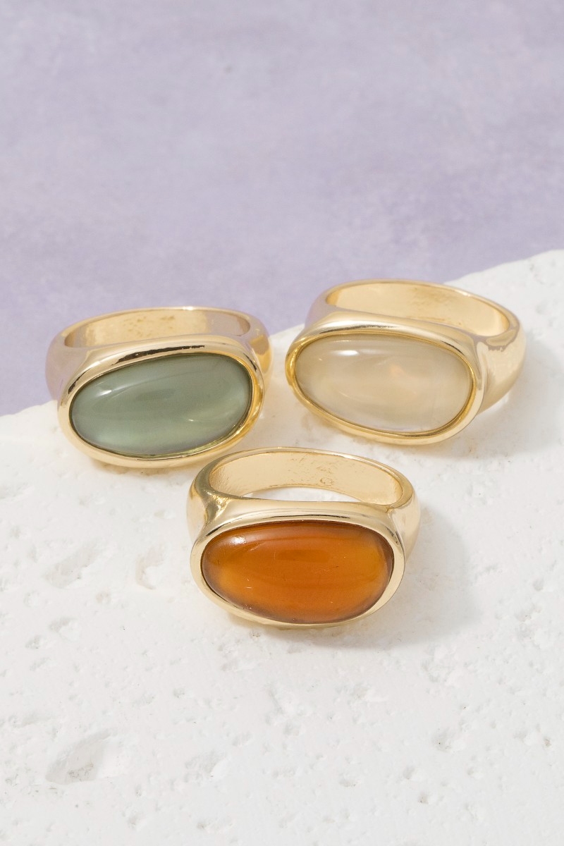 Oval Natural Stone Signet Ring