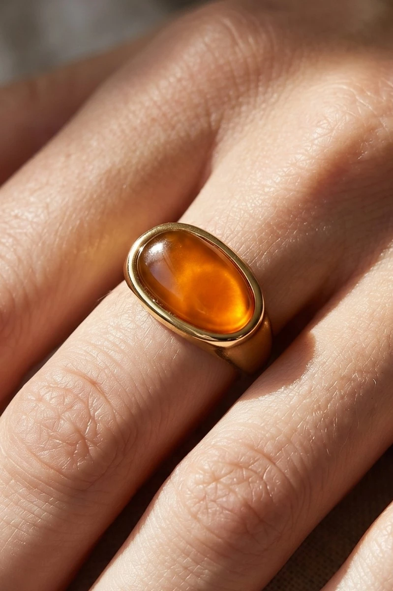 Oval Natural Stone Signet Ring