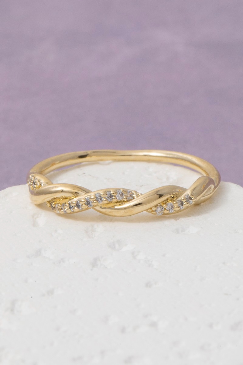 Cz Pave Twisted Band Ring