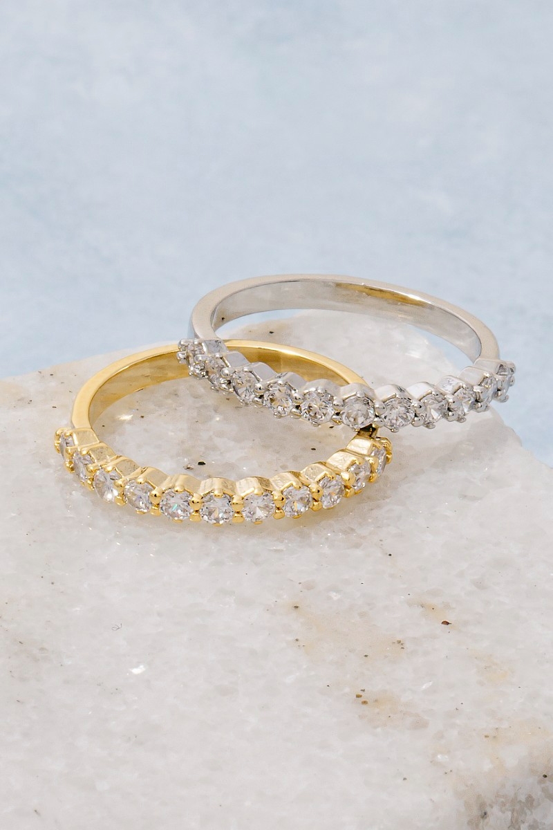 Gold Dipped Cz Half Eternity Band Ring