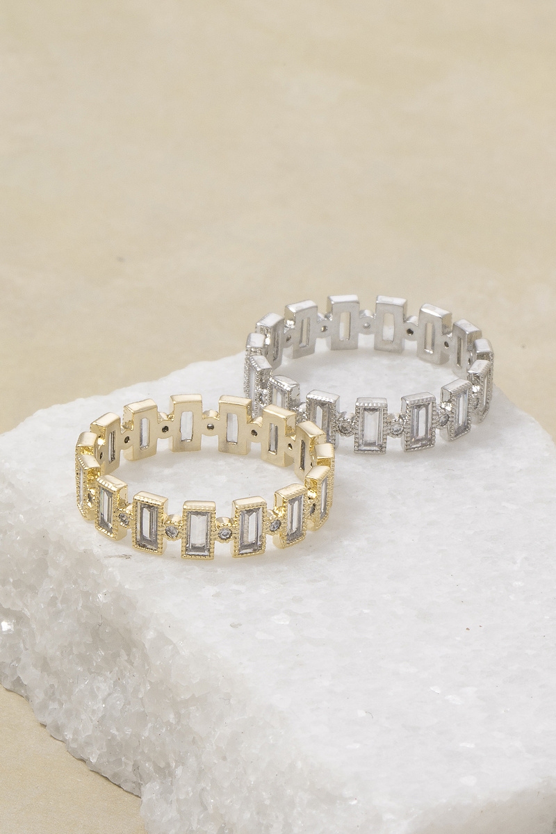 Gold Dipped Baguette Cz Eternity Band Ring