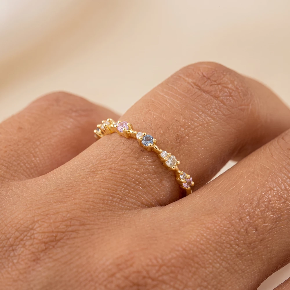 Pastel Cz Cluster Half Eternity Band Ring