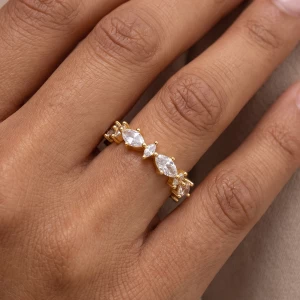 Adjustable Marquise And Baguette Cz Band Ring