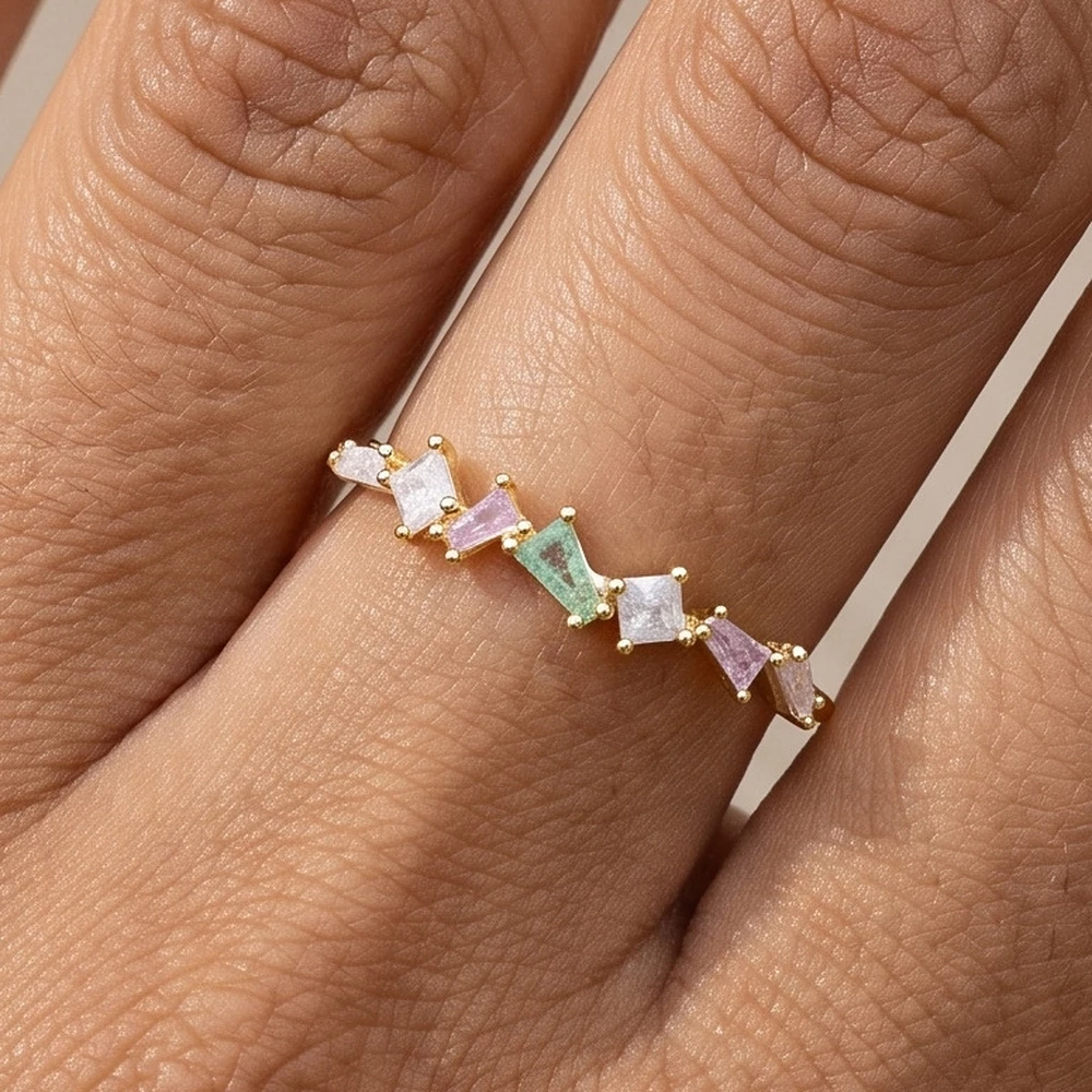 Gold Dipped Baguette Multi Stone Ring