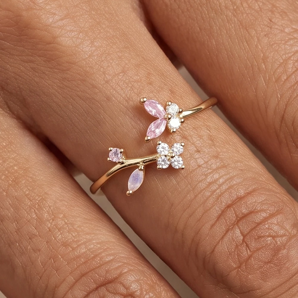 Gold Dipped Butterfly Twig Ring