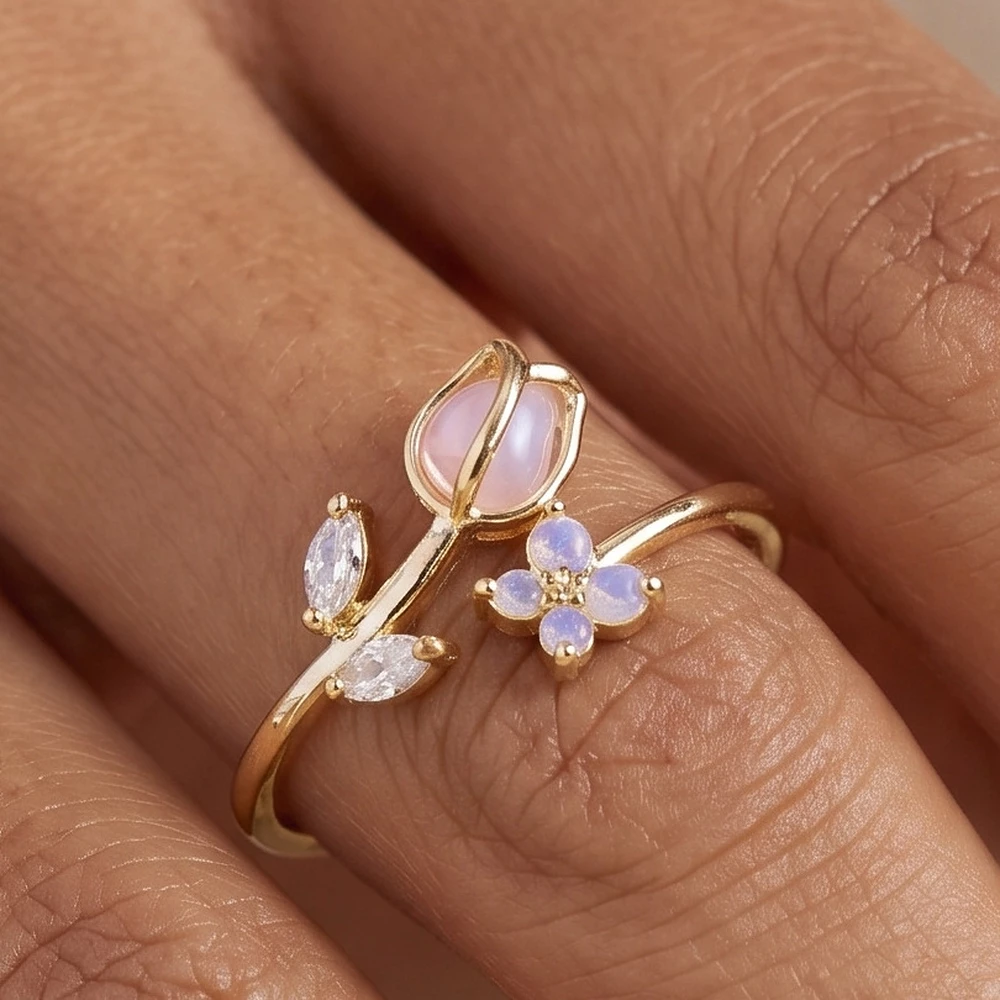 Gold Dipped Tulip Opal Ring