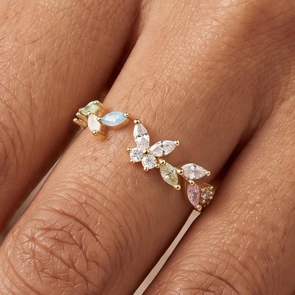 Gold Dipped Butterfly Wave Band Ring
