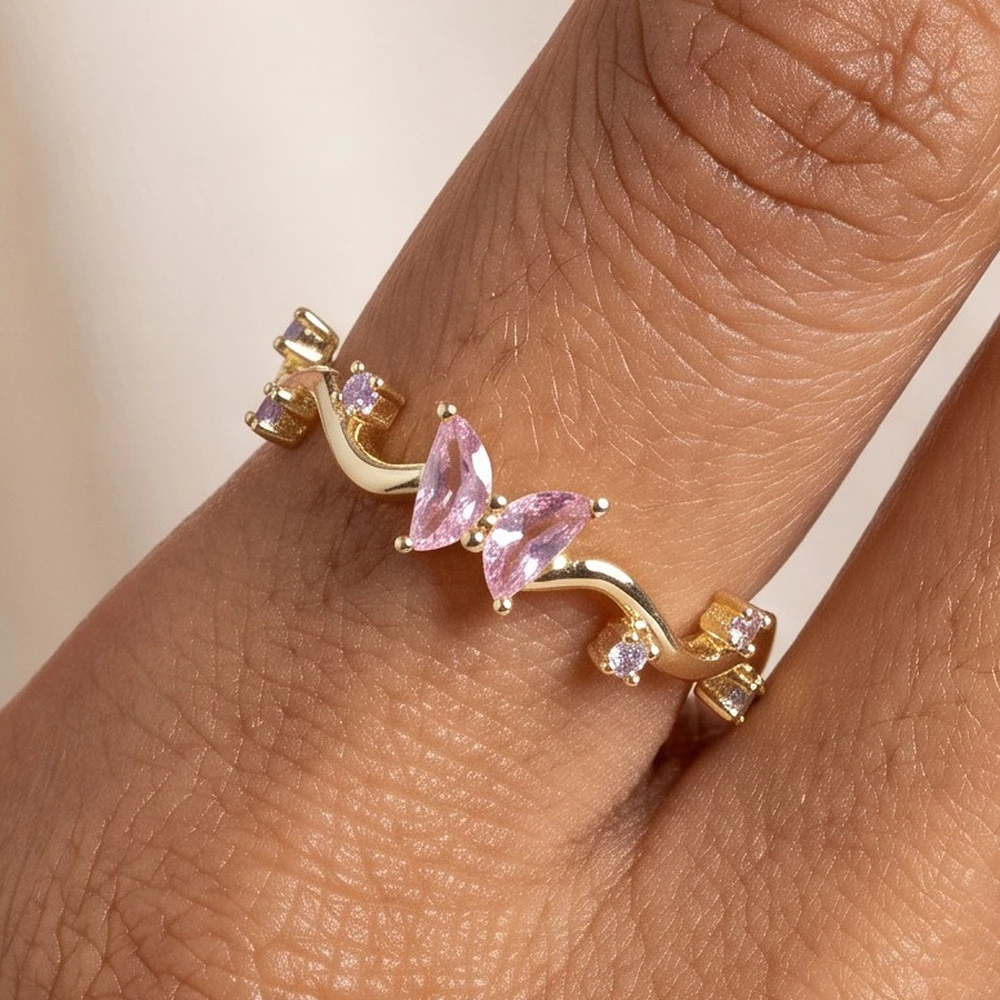 Gold Dipped Marquise Butterfly Wave Ring