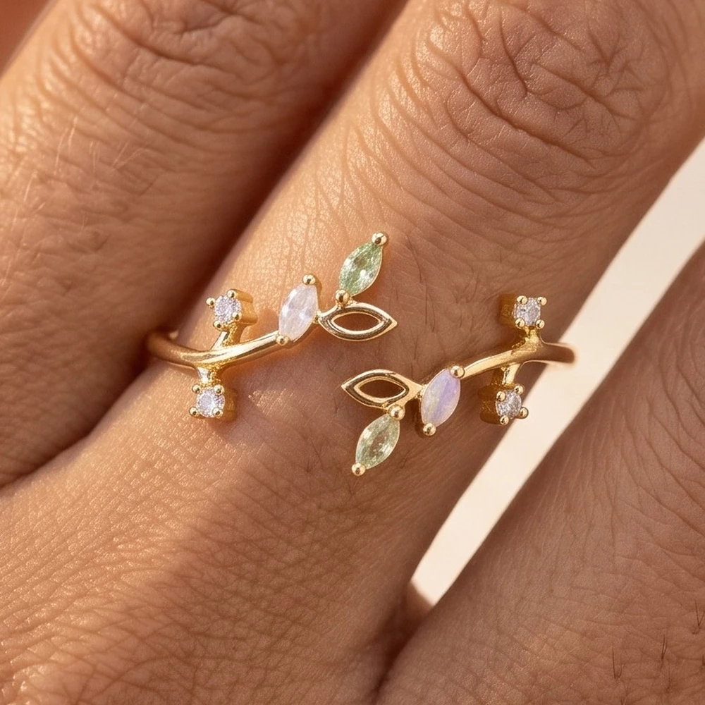Gold Dipped Olive Leaf Vine Ring