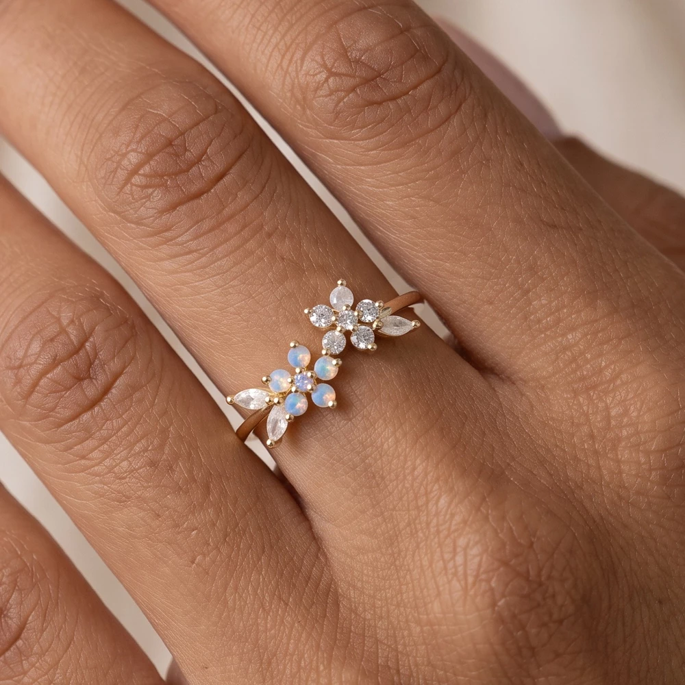 Scattered Marquise Cluster Stone Ring