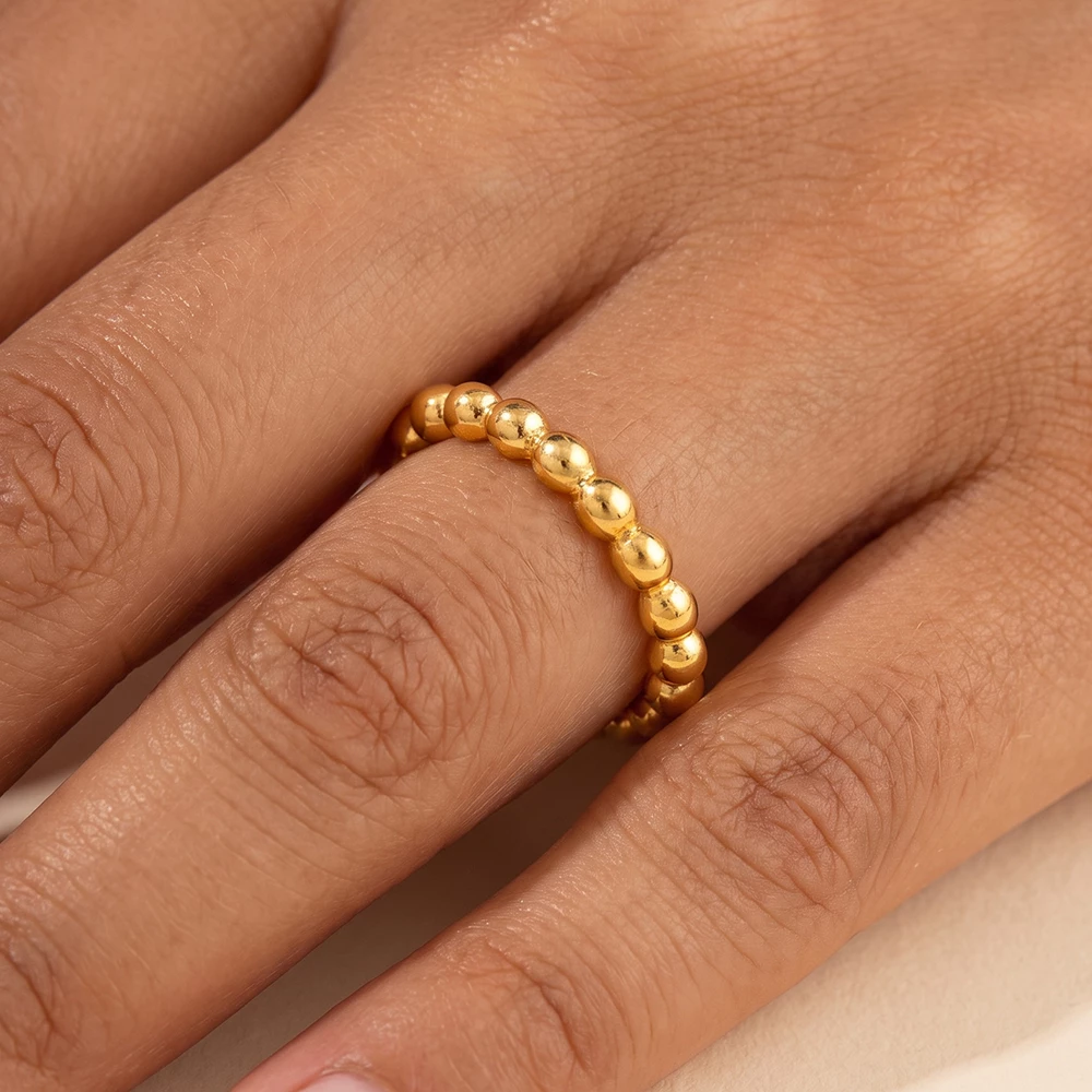 Polished Ball Bead Open Band Ring