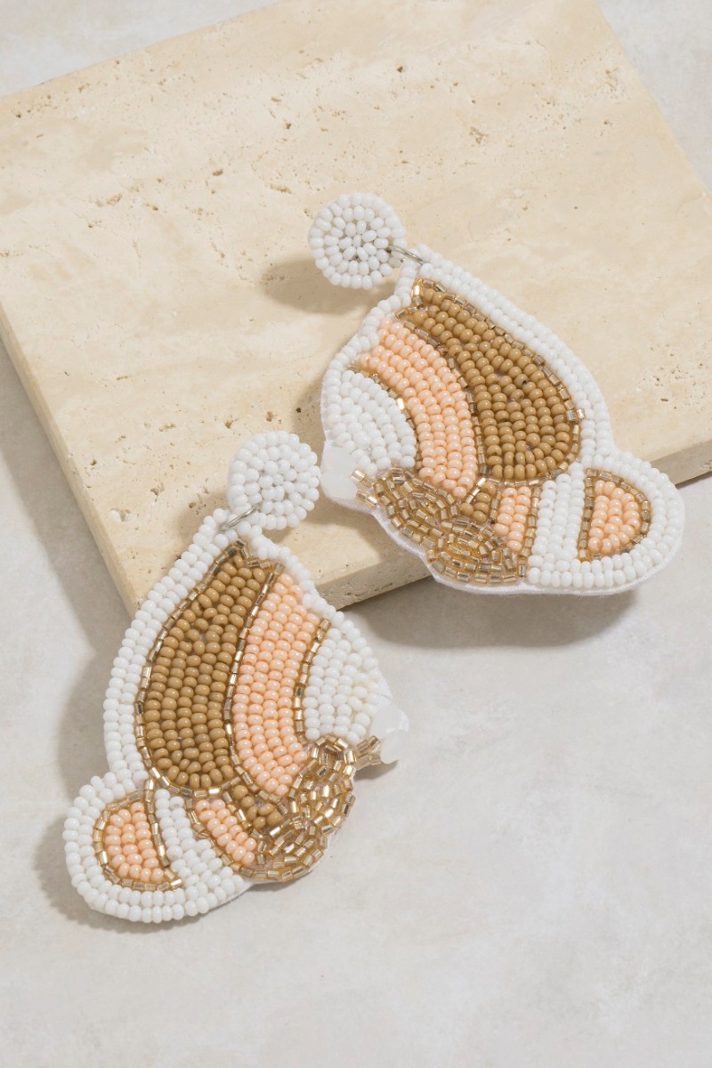Seed Beaded Butterfly Wing Drop Earrings