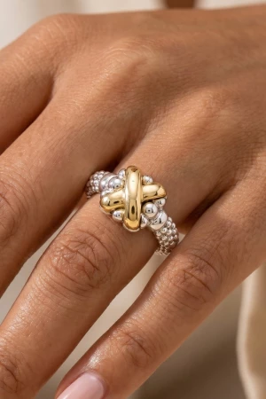 Gold Dipped Two Tone X Ring