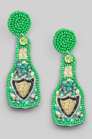 Beaded Wine Bottle Drop Earrings