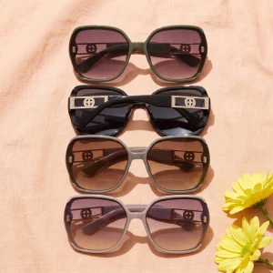 Oversized Geometric Sunglasses With Open Temples
