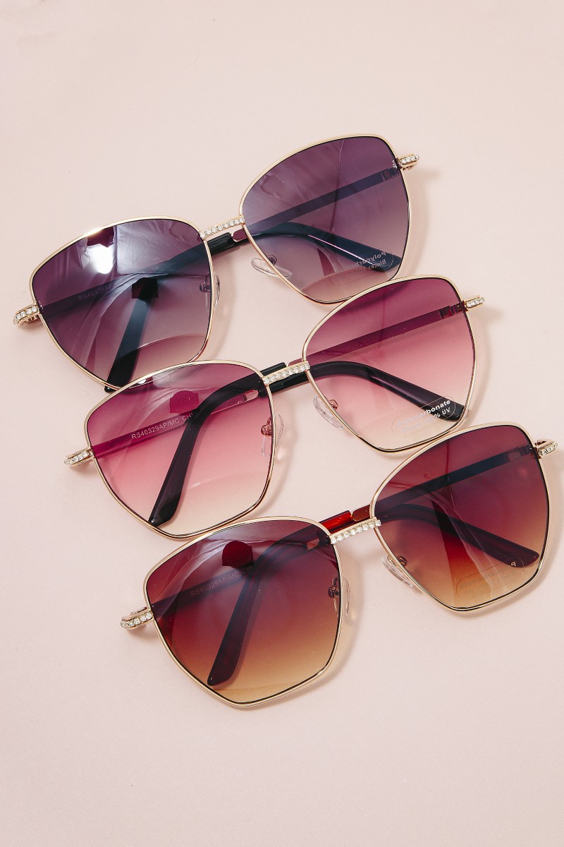 Rhinestone Accent Square Sunglasses Set