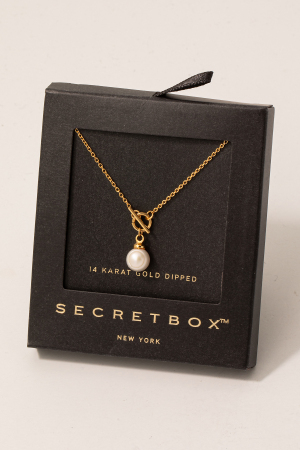 Secret Box Gold Dipped Pearl Bead Pendant Necklace