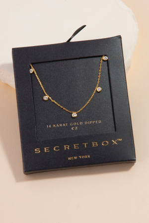 Secret Box Gold Dipped Cz Disc Charms Necklace