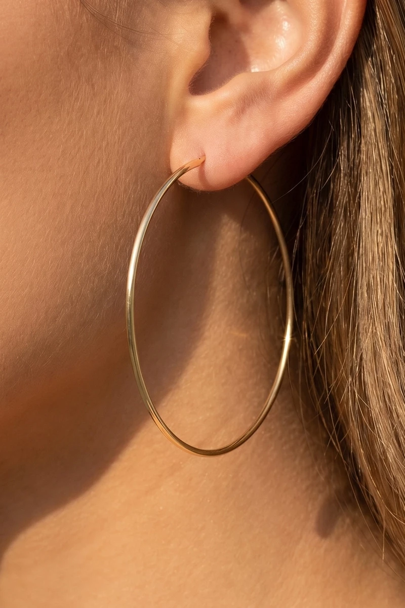 Secret Box Gold Dipped Large Round Hoop Earrings