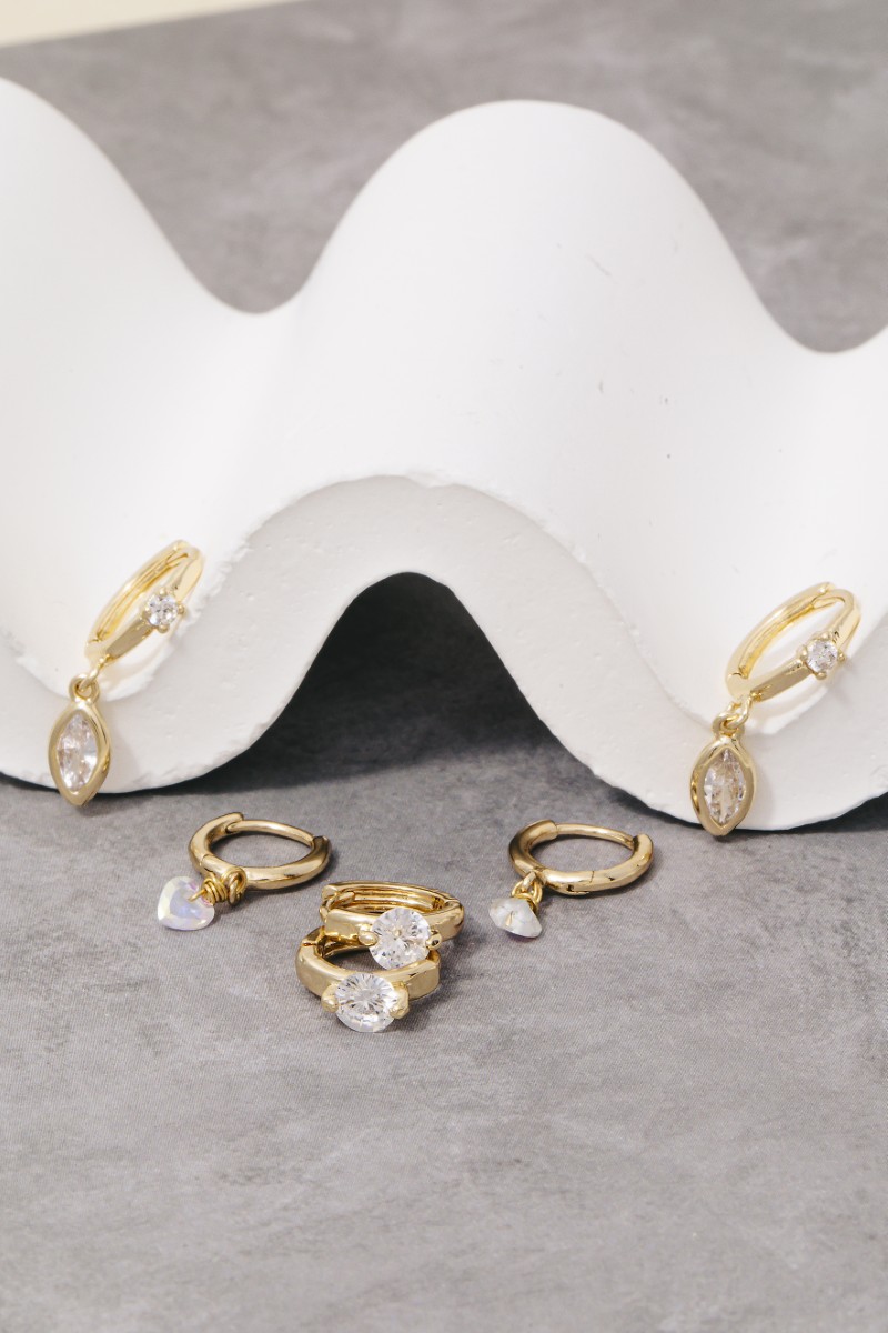 Secret Box Gold Dipped Oval Gem Hoop Earrings Set