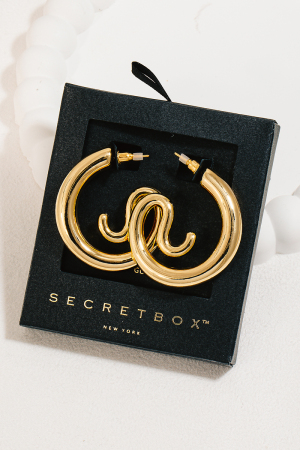 Secret Box Gold Dipped Abstract Tube Hoop Earrings