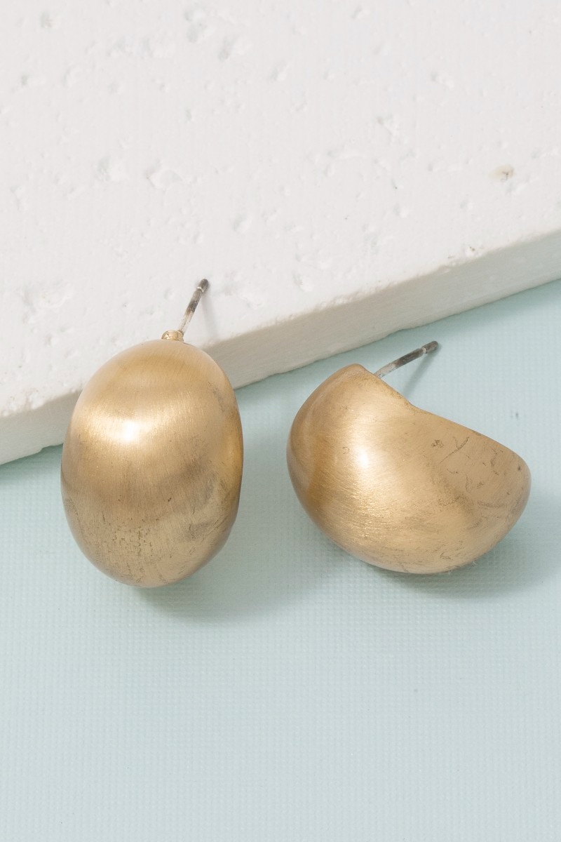 Secret Box Brushed Gold Dipped Hollow Sphere Hoop Earrings
