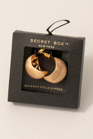 Secret Box Brushed Gold Dipped Hollow Sphere Hoop Earrings