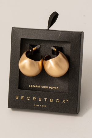 Secret Box Brushed Gold Dipped Hollow Ball Hoop Earrings