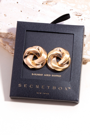 Secret Box Brushed Gold Dipped Small Knotted Stud Earrings